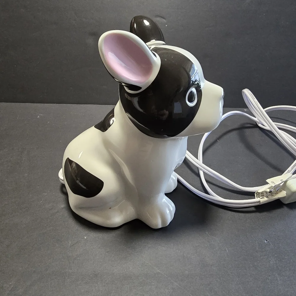 French Bulldog Black & White Ceramic Night Light Electric Lamp Target Frenchie